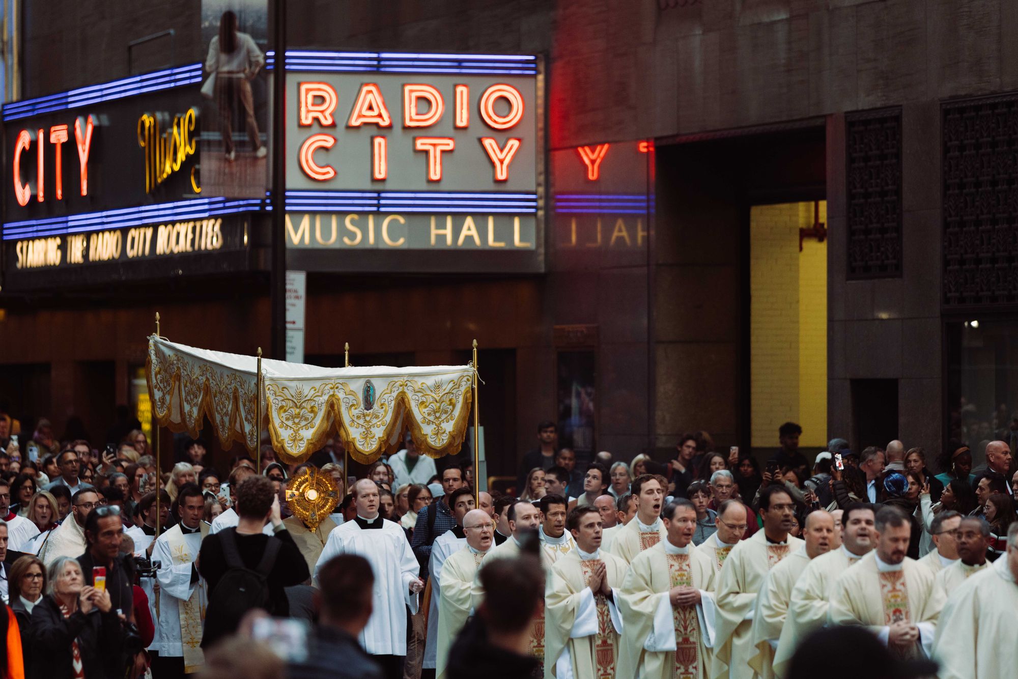 radio city music hall, eucharist adoration, times square, father mike schmitz, patrick cathedral nyc