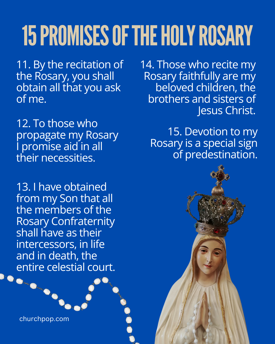 rosary prayers, rosary promises, promises of the rosary