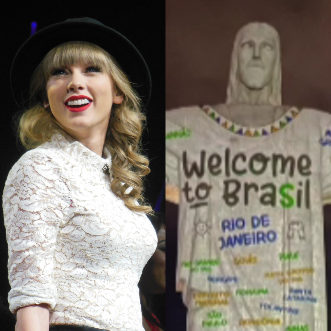 taylor swift eras tour, taylor swift rio, taylor swift brazil, taylor swift christ the redeemer, christ the redeemer rio