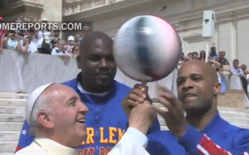 Watch: Harlem Globetrotters Teach Pope How to Spin a Basketball on His Fingers!
