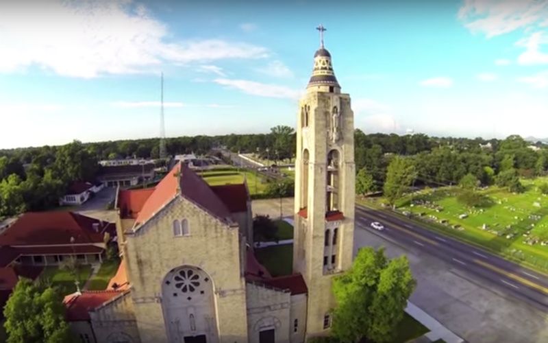 An Amazing Aerial View of a Beautiful Church in Louisiana, Taken with a Drone