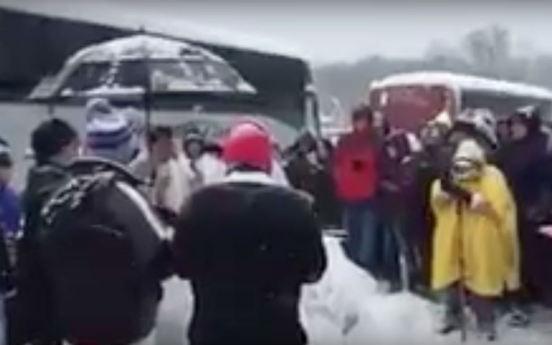 Watch Pro-Lifers Pray "Our Father" As Snow Falls in the Turnpike Mass