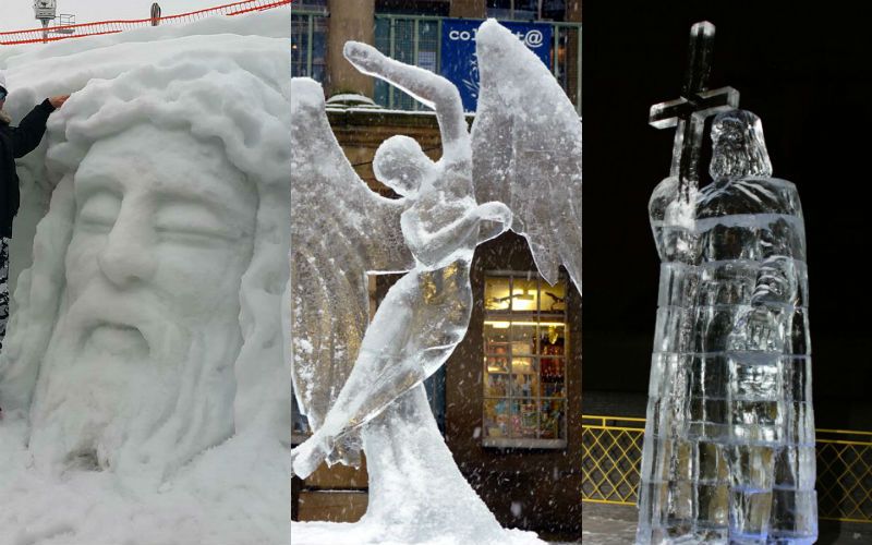 11 Amazing Christian Sculptures Carved Entirely Out of Ice and Snow