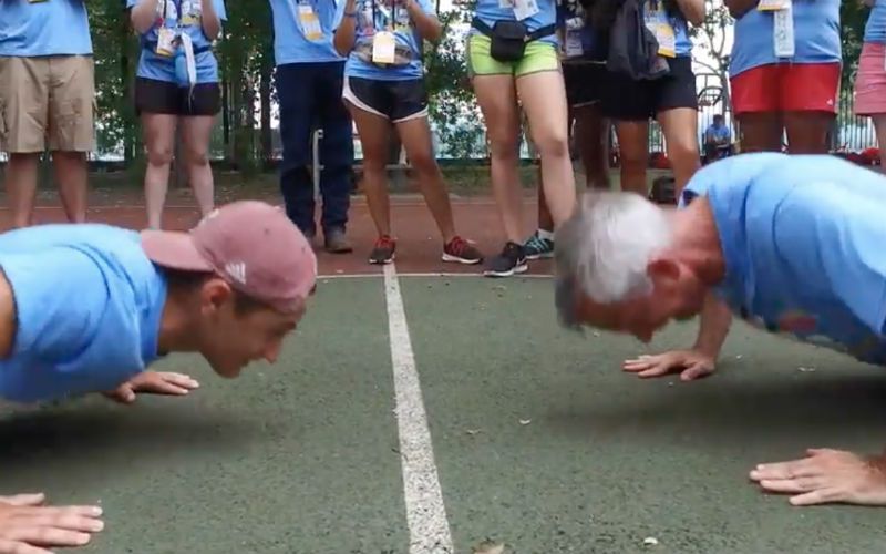 A Bishop Challenged a Young Guy to a Push-Up Contest at WYD in Poland
