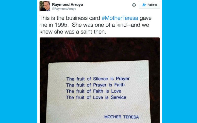 St. Mother Teresa Had Quite a Unique Business Card!