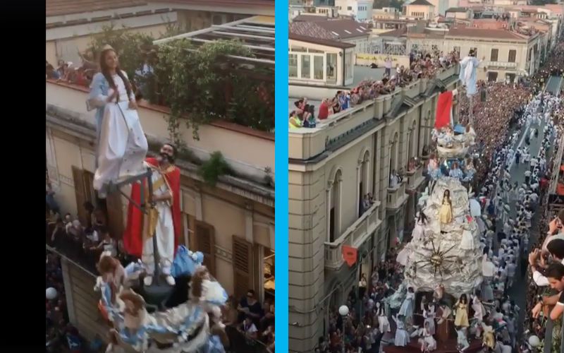 Mary Actress Flies High Down Street in Amazing Italian Festival Varia di Palmi