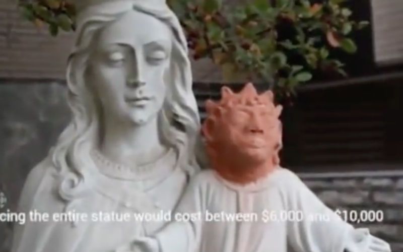Terrifying New Head for Baby Jesus Statue in Restoration Gone Wrong