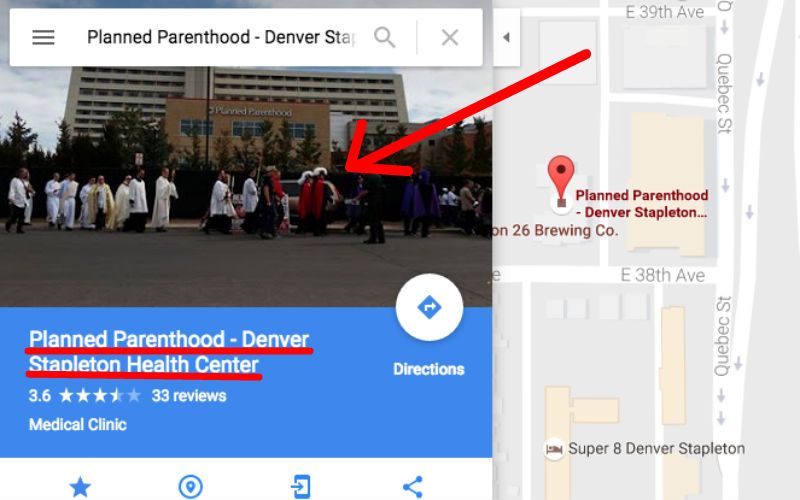 Google Maps Pic of Planned Parenthood Shows Pro-Life Eucharistic Procession