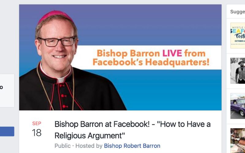 Bp. Robert Barron to Talk at Facebook Headquarters Today!