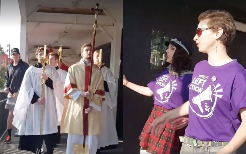 Viral Video Shows "Campus Marxists" Run From Traditional Eucharistic Procession
