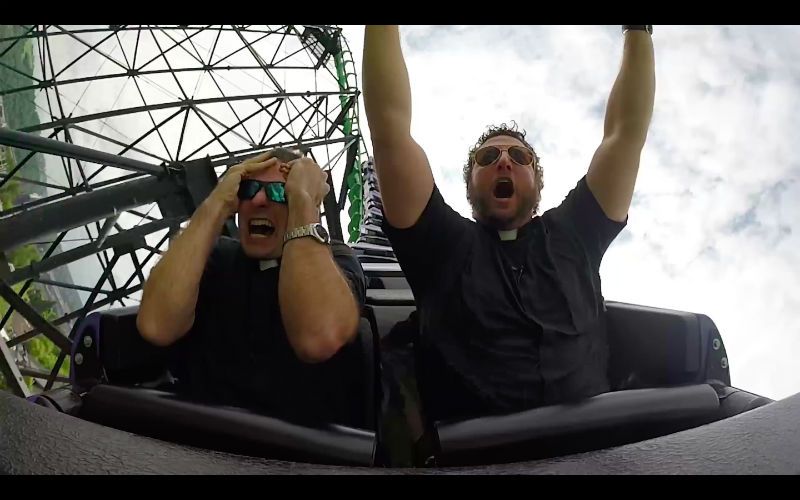 These Two Priests Rode a Scary Roller Coaster Together... for the New Evangelization!