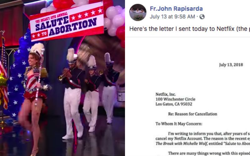 "Hateful and Blasphemous": Priest's Letter Canceling Netflix Due to "Salute to Abortion" Goes Viral