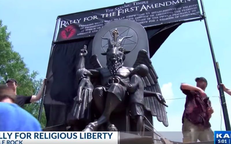 "Not Going to Stand For It": Catholics Protest Satanists Wanting Demonic Statue at Arkansas Capitol