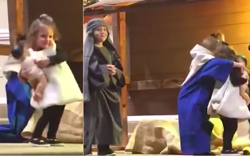 Toddler Hilariously "Kidnaps" Baby Jesus During Christmas Pageant, Virgin Mary Tries Rescuing Him [Video Inside]