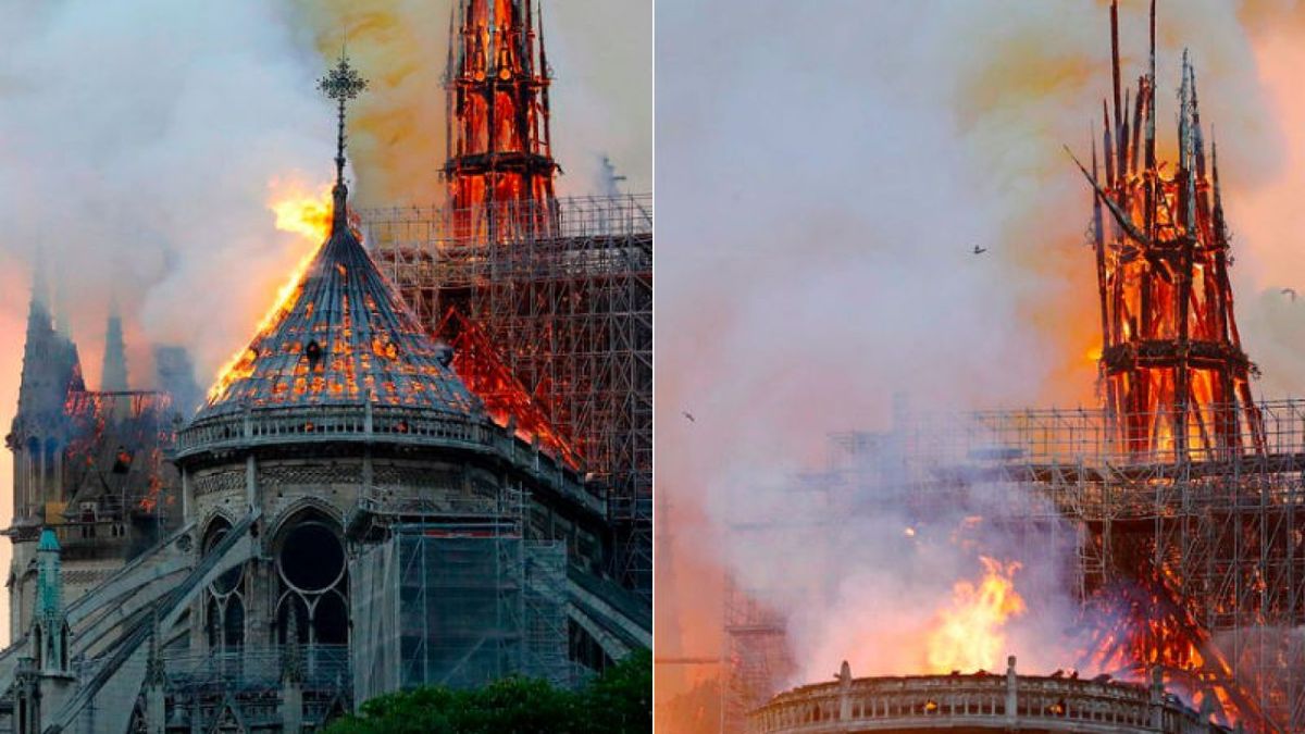 Massive Fire Immerses Paris' Notre Dame Cathedral, Roof & Spire Collapse