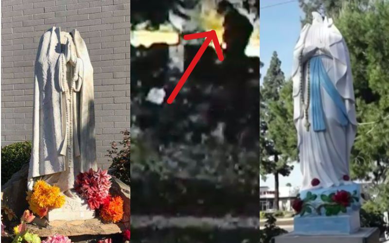 Our Lady of Lourdes & Fatima Statues Beheaded at California Catholic Churches, Caught on Tape