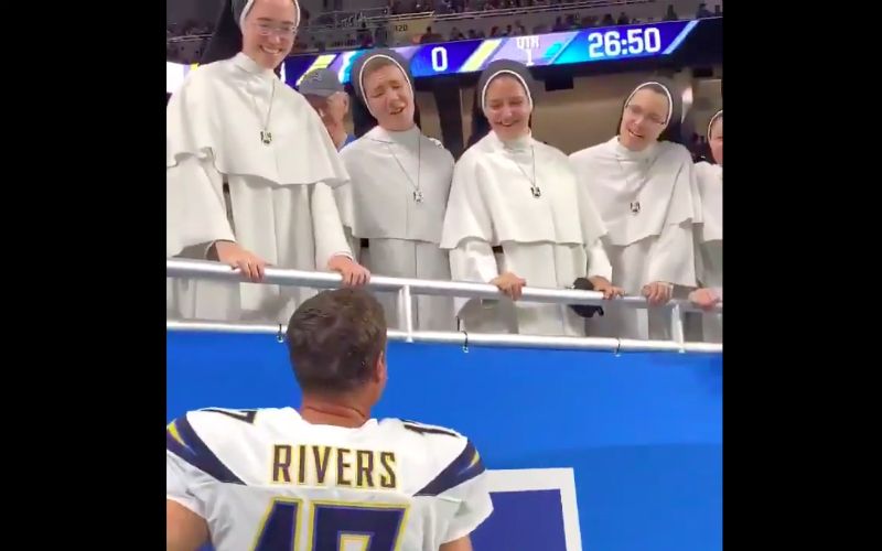 NFL Quarterback Philip Rivers Greets Line of Dominican Sisters Before Game in Viral Video