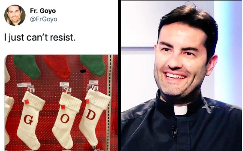Priest Rearranges Christmas Decorations at Dept. Stores with Religious Messages: "I Just Can't Resist"