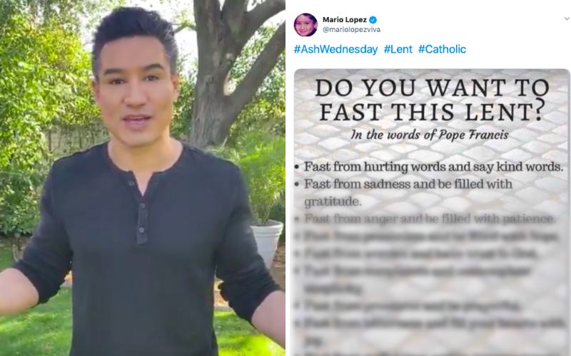 Hollywood Actor Mario Lopez Reveals Plans to Grow in Virtue This Lent in Ash Wednesday Video Message