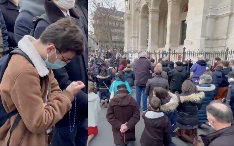 "Worship is Forbidden": Massive Crowds of French Catholics Pray in Protest of Church Closings