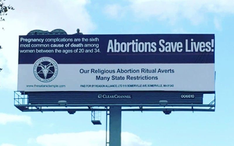 Satanists Buy Billboard Promoting Abortion as Religious Ritual, Citing "Abortions Save Lives"