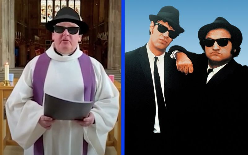 Priest Accidentally Uses Blues Brothers Filter During Livestream Service in Viral Video