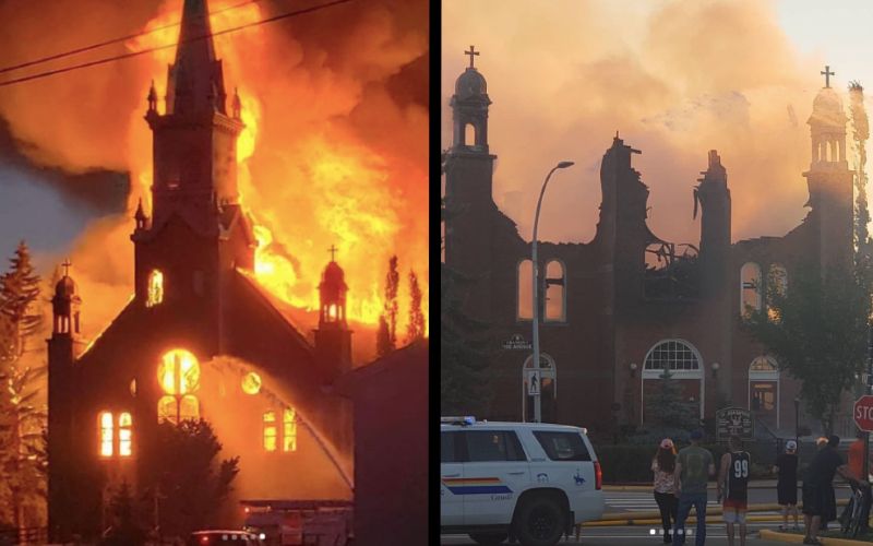 "I Can't Stop Crying": Historic Catholic Church Destroyed in Alleged Arson Attack in Canada