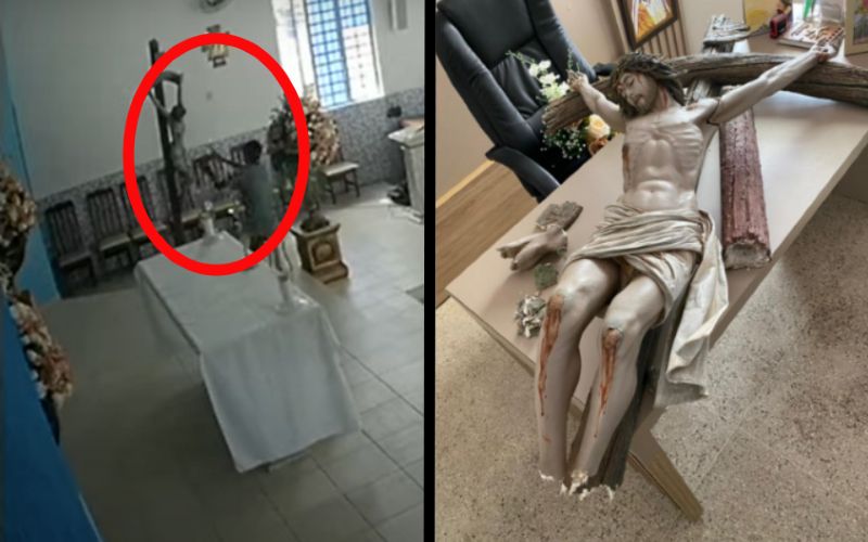 "A Moment of Agony": Man Storms Church, Breaks Crucifix After Mass in Brazil (Video Inside)