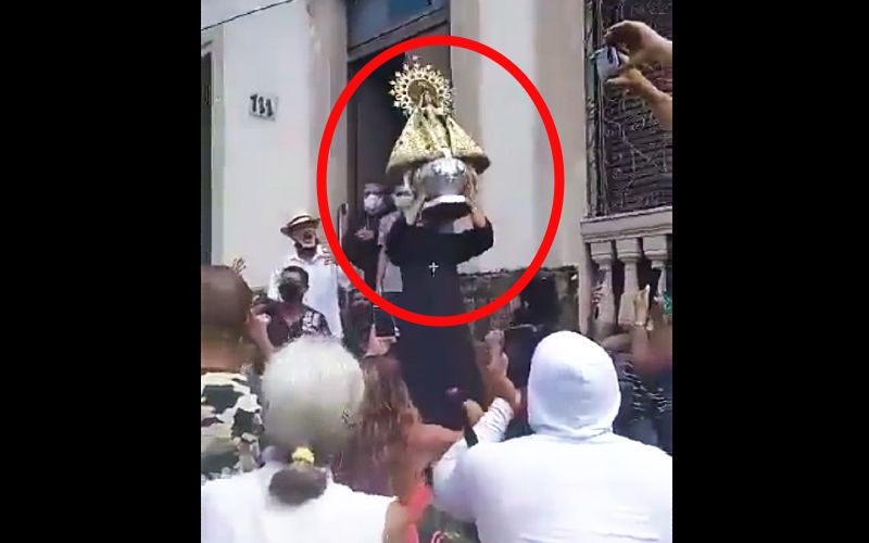 Brave Priest in Cuba Elevates Statue of Our Lady Amid Protests in Powerful Viral Video