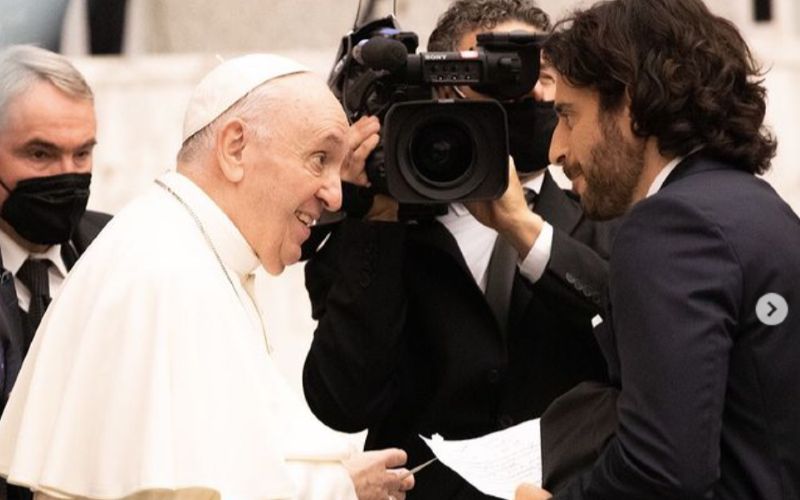Catholic Jesus Actor Jonathan Roumie Meets Pope Francis: "The Honor of My Spiritual Life"