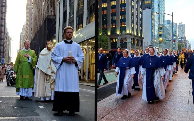 Jesus in Times Square: Priests & Nuns Lead Beautiful Eucharistic Procession on Streets of NYC