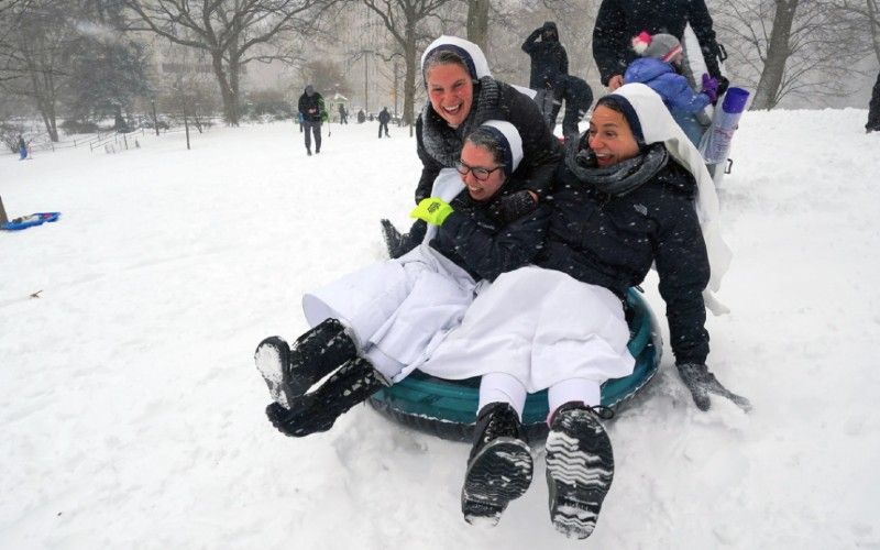 "Joy in the Blizzard": Sisters of Life Go Sledding in NYC During Winter Storm