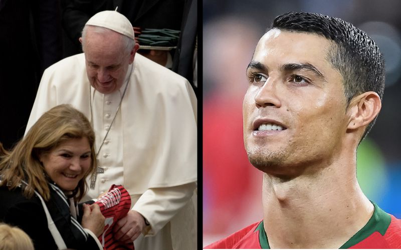 Athlete Cristiano Ronaldo's Mother Meets Pope Francis, Presents Jersey as Gift