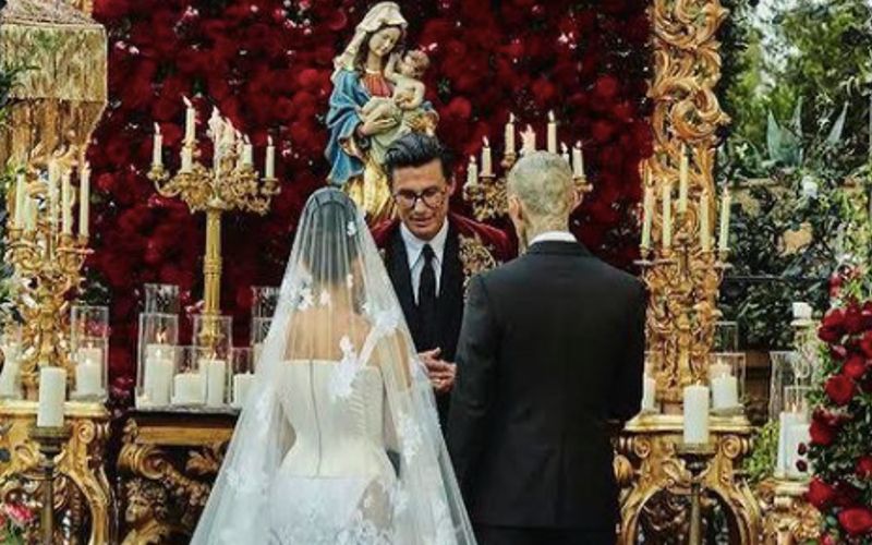 Kourtney Kardashian Outrages Catholics for Wearing Sacrilegious Wedding Attire Mocking Our Lady