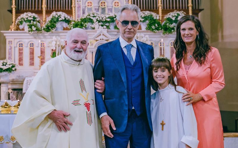Singer Andrea Bocelli & Wife Celebrate Daughter's First Communion on Social Media (With Pictures!)