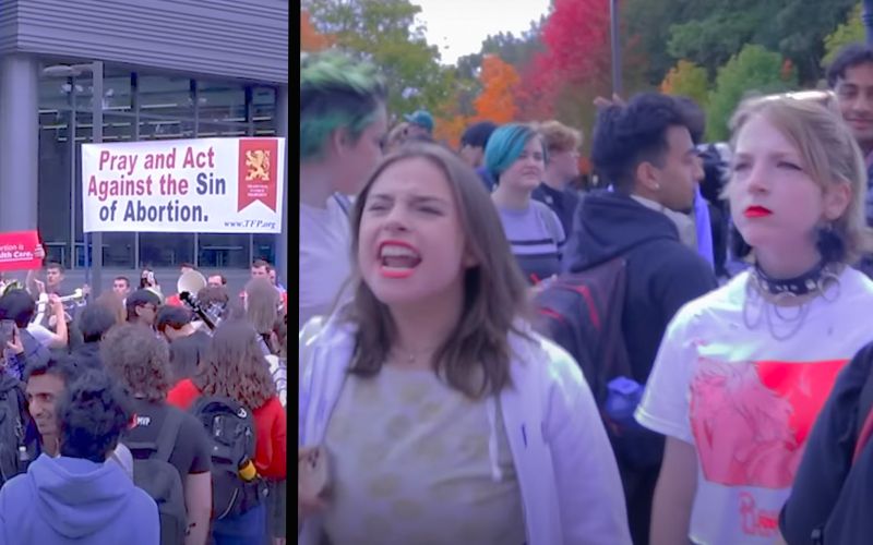 Mob Screams Like Demons, Eats Pro-Life Leaflet on Univ. Campus During Rosary for Life