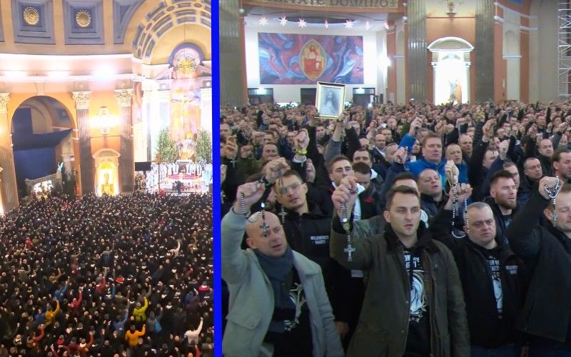 Thousands of Men Hold Rosaries, Sing Ancient Marian Hymn at Basilica in Poland - Watch the Video!